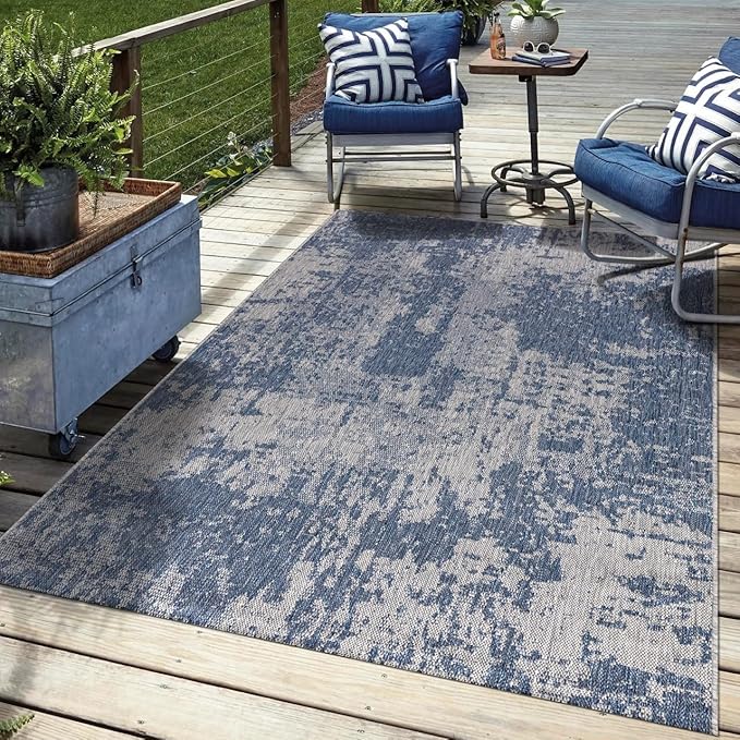 Keen Home Design Terrace Outdoor Area Rug - 4x6 Washable Indoor/Outdoor Rug for Patio, Kitchen, Balcony, Beach, Garden, Deck and Porch, Size: 3'10"x5'7"