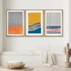 SIGNWIN Framed Wall Art Print Set Orange, Yellow, Blue & Pink Color Blocks and Lines Abstract Shapes Illustrations Modern Art Chic Relax/Calm Multicolor for Living Room, Bedroom, Office - 16"x24"x3