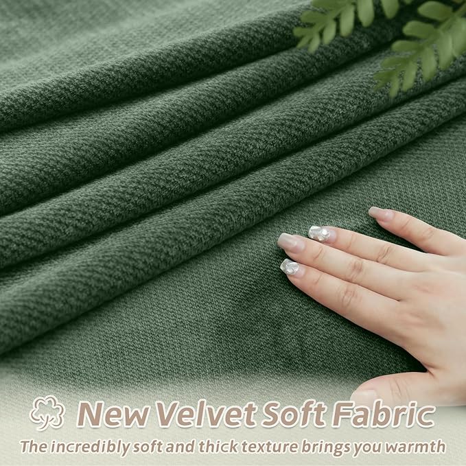 Arfntevss Sectional Recliner Couch Covers Velvet Corner Sectional Sofa Cover for Reclining Stretch Soft L Shape Recliner Slipcover Thick U Shaped Washable Protector (5 Seat Cover, Grayish Green)