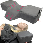Pillow for Eyelash Extensions - Curved Memory Foam Lash Bed Pillow with Neck and Back Support, Perfect Pillow for Eyelash Extensions, Two Pockets for Tools On The Sides of Pillow (Gray)