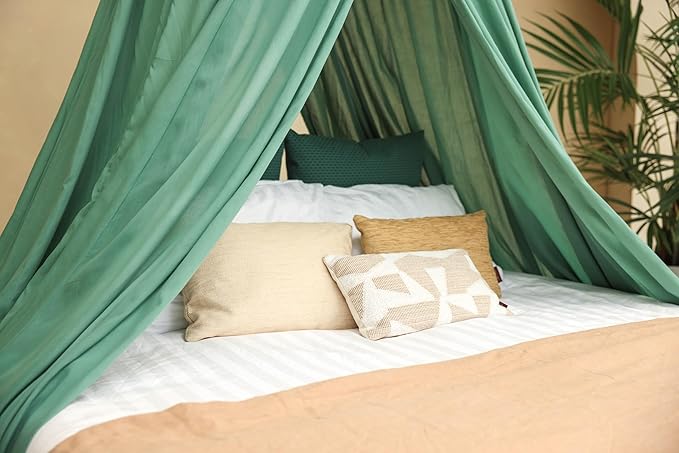 Green Bed Canopy for Queen and King-Sized Beds | Bedroom Decoration for Teens or Adults | Conical Shape Insect Netting | Mosquito Net in Multiple Colors and Sizes