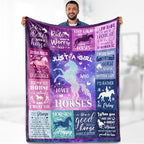 Horse Blanket Gift for Women Girls Kids Teens Horse Lover Gifts Just A Girl Who Loves Horses Themed Western Soft Cozy Bed Couch Plush Birthday Christmas Throw Blanket 50"x60"