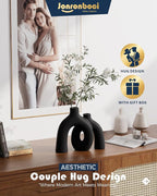 Matte Black Vase Set - Hug Hollow Donut Aesthetic Ceramic Vases Home Decor, Modern Nordic Minimalist Decorative Vase for Table Centerpiece Bookshelf Office Entryway Console Fireplace (Black)