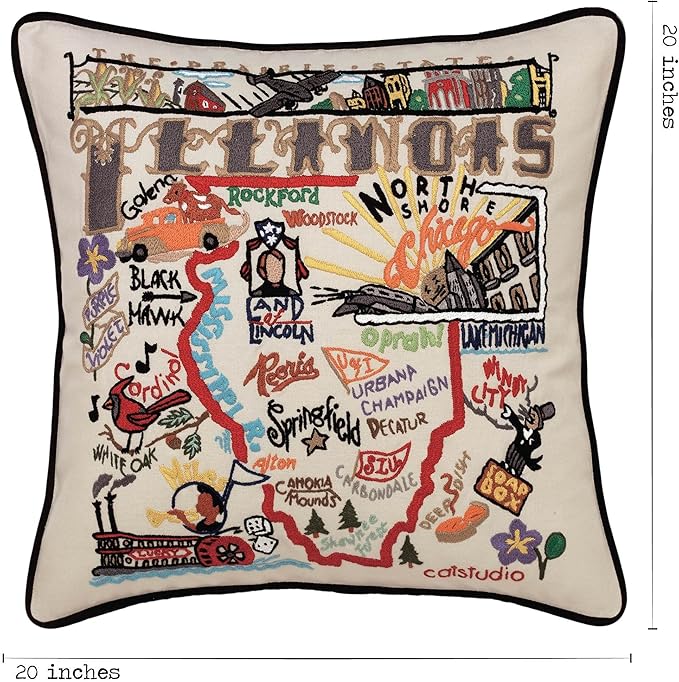 Catstudio Illinois Embroidered Decorative Throw Pillow