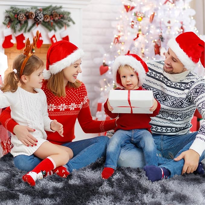 Tie-Dyed Black Fluffy Round Rug,Soft Area Rugs for Girls Room,Shaggy Rugs 6'X6' for Living Room,Non Slip Circle Rug for Kids Bedroom,Shag Plush Nursery Rug,Plush Carpet for Dorm,Cute Furry Room Decor