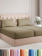 Split King Size 5 Piece Sheet Set - Comfy Breathable & Cooling Bed Sheets Set - Hotel Luxury Bedding for Women, Men, Kids, Teens, Boys & Girls - Deep Pockets, Soft and Wrinkle Free - Oeko-Tex - Khaki