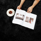 Black Fluffy Round Area Rugs for Living Room,6'X6'Shag Circle Area Rugs for Bedroom,Non Slip Fuzzy Plush Rug for Kids Room Boys Girls Room and Dorm Home Decor Rug