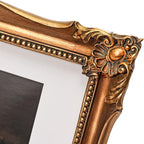 Vintage 11x14 Picture Frame with Embossed Flower, Ornate Gold Frame for 11x14 or 8x10 Photos with White Mat, Antique Baroque Frames with Hook for Wall Mounting Display(Bronze)