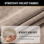 PrinceDeco Velvet Stretch Couch Cushion Cover Soft Cushion Slipcover for Chair Loveseat Sofa Furniture Protector Seat Cushion Sofa Cover (Each Width Up to 29.5", Taupe)