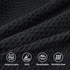 Bedsure Cotton Duvet Cover Set - 100% Cotton Waffle Weave Black Duvet Cover California King, GentleSoft™ and Breathable Cal King Bedding Set for All Season, 3 Pieces, 104"x98"