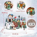 VCUTEKA Animated Christmas Village Houses, Lighted Musical Ski Resort Scene with Ice Skating Rink, Ski Lift, Snowman, Victorian Xmas Village Collectible Building Decoration for Holiday Table Display