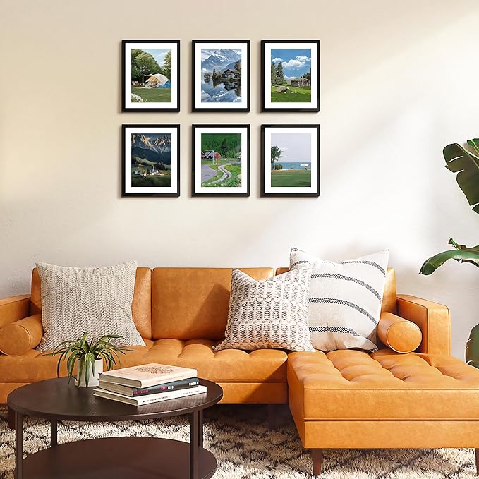 FIXSMITH 8.5x11 Picture Frame Set of 4, Photo Frame with HD Plexiglass, Display Pictures 6x8 with Mat or 8.5x11 Without Mat, Black Picture Frames Collage Wall Decor, Gallery Wall Frame