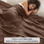 PHF Cooling Waffle Blanket Twin Size, Lightweight 60% Rayon Derived from Bamboo & 40% Cotton Breathable Blanket for Hot Sleepers, Soft and Luxury for Bed Couch and Sofa, 66"x90", Cocoa Brown