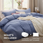 Bedsure Slate Blue Duvet Cover Twin/Twin XL Size - 2 Pieces Prewashed Cotton-Like Extra Soft Bedding Set, Includes 1 Twin Duvet Cover 68x90 Inches with Zipper Closure & 1 Pillow Sham, No Comforter