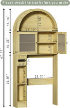 Over The Toilet Storage Cabinet, 31''W Arched Space-Saving Bathroom Organizer with Adjustable Shelf and Acrylic Doors, Freestanding Over Toilet Cabinet for Bathroom, Laundry, Restroom (Oak Wood)