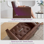 TYBOATLE Accent Chairs Set of 2 Comfy Living Room Chair Leather Tufted Mid Century Modern Accent Chair, Small Cozy Reading Arm Chair for Office, Bedroom (2, Brown)