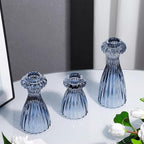 Lysenn Glass Candle Stick Holder Set of 6 – Premium Taper Candle Holders for Romantic Ambiance - Candle Sticks Holder Decor for Special Occasions - Dark Blue