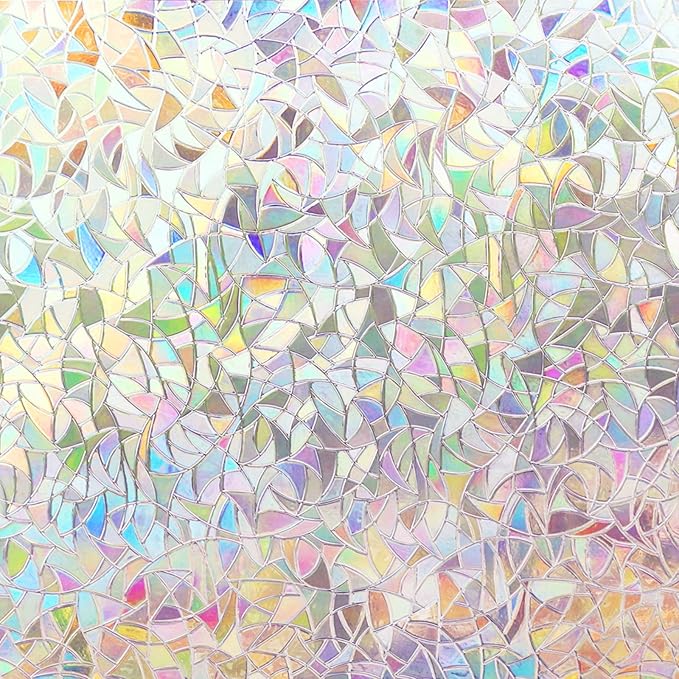 Volcanics Rainbow Window Film - Static Clings, 3D Decals & Stickers for Glass Doors, Heat Control & Anti UV, 35.4 x 157.4 Inches