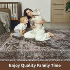 AMOAMI-2X6 Runner Rug-Washable Runners for Hallways-Soft Non Slip Bedside Rugs for Bedroom-Vintage Long Rug for Hallways Entryway Laundry Room Stair Kitchen Bathroom Brick/Brown