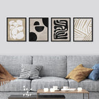 SIGNWIN Framed Tropical Mid-Century Wall Art, Set of 4 Modern Hawaiian Geometric Print Wall Decor Prints, Nature Wilderness Wall Décor for Living Room, Bedroom - 12"x16" Black