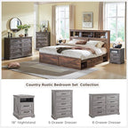 ACCOHOHO 18" Farmhouse Nightstand with Charging Station,End Table with 2 Drawers Storage,Side Table,Bedside Cabinet for Bedroom,Living Room,Grey