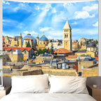 AMM Western Wall Tapestry Jerusalem Old City Church Tapestry for Bedroom Aesthetic Mediterranean Landscape Tapestries Wall Hanging for Living Room Dorm Office 80 x 60 Inch