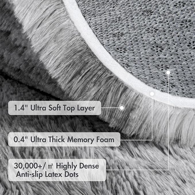 6x9 Ft Large Shag Rugs for Living Room Decor, Tie-Dyed Ultra Soft Fluffy Furry Area Rugs for Bedroom Indoor Floor, Aesthetic Carpet for Kids Home (Grey)