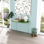 Acrylic Desk, Modern Study Table for HomeOffice-Extended Surface Multi-Purpose Console & EntrywayTable, Sturdy Lightweight Design (42.5-inch, Green)