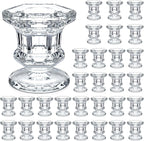 Foaincore 30 Pcs Candlestick Holders Bulk 2.36 Inch Taper Candle Holders Small Glass Candle Holder for Wedding Table Centerpiece Party Decoration (Clear)