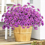 Krissing 48 Bundles Outdoor Artificial Flowers UV Resistant Fake Silk Flowers Faux Plastic Plants Outside Garden Porch Window Box Summer Decoration (Purple)
