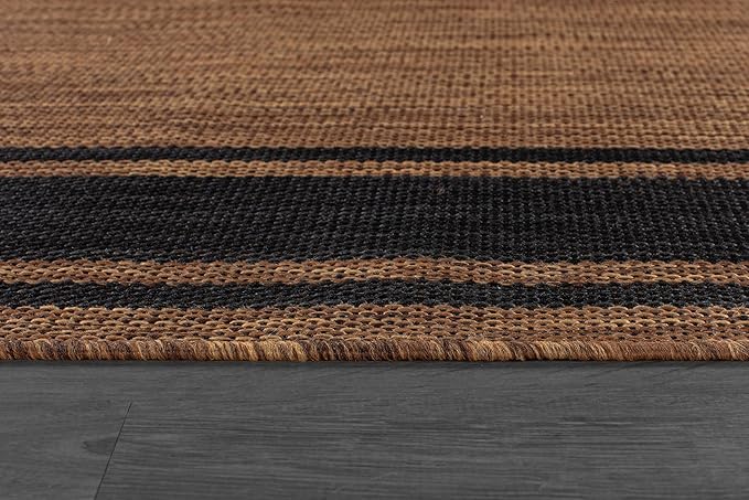 Beverly Rug Large Outdoor Rug 9x12 Modern Bordered Area Rugs for Indoor and Outdoor Patio Deck Porch Garden Waterproof Weather Sun Resistant Washable Outside Carpet (9 x 12 Gold)