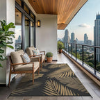 GENIMO Outdoor Rug 8' x 10' Waterproof for Patios Clearance, Reversible Outdoor Plastic Straw Camping Rug Carpet, Large Area Rugs Mats for RV, Camper, Deck, Balcony, Porch, Beach, Picnic, Black&Brown