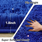 Fluffy Round Rugs for Bedroom Blue: 4ft Fluffy Circle Area Rug for Kids Room- Furry Fuzzy Carpet for Boys and Girls Room- Soft Plush Rug for Teen Dorm