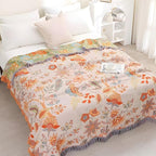 Boho Throw Blanket for Bed - 100% Pure Cotton Ultra Soft Rustic Quilt - Farmhouse Decor Bed Blankets, All Season Rustic Throw for Sofa Couch Chair(91''x 98'', Floral)