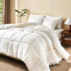 BPC Feather Down Comforter King Size for All Season, 750 Fill-Power Cloud Fluffy Duvet Insert with Ultra-Soft Egyptian Cotton Blend Cover, Medium Warmth Hotel Comforter, White, 106x90 Inches