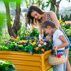 Land Guard Galvanized Raised Garden Bed with Legs, Galvanized Planter Raised Garden Boxes Outdoor, Oval Large Metal Raised Garden Beds for Vegetables(Yellow)………