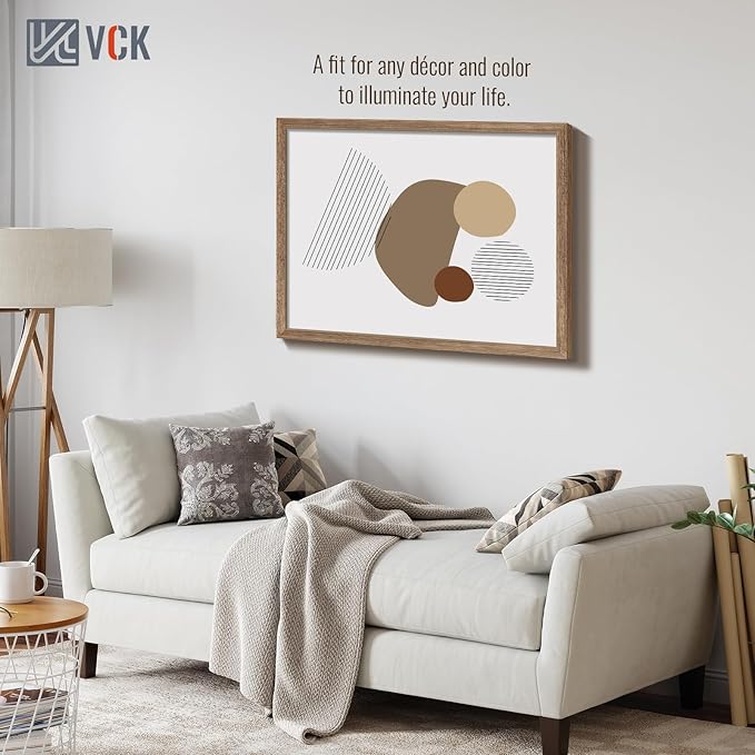 VCK 24x30 Poster Frame 3 Pack, Brown Walnut Wood Picture Frame, Exclusive Wood Grain, Wall Mounting Hanging