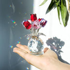 Crystal Rose Bouquet Flower Figurine Pink Purple and Red Flower Ornaments Gift for Lover