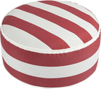 FUNHOME Inflatable Outdoor Ottoman with Air Pump,20"x9" Portable Patio Pouf,Water Resistant,Fade-Resistant,Round Blow Up Footrest Stools for Home Garden Camping Travel(Red White)