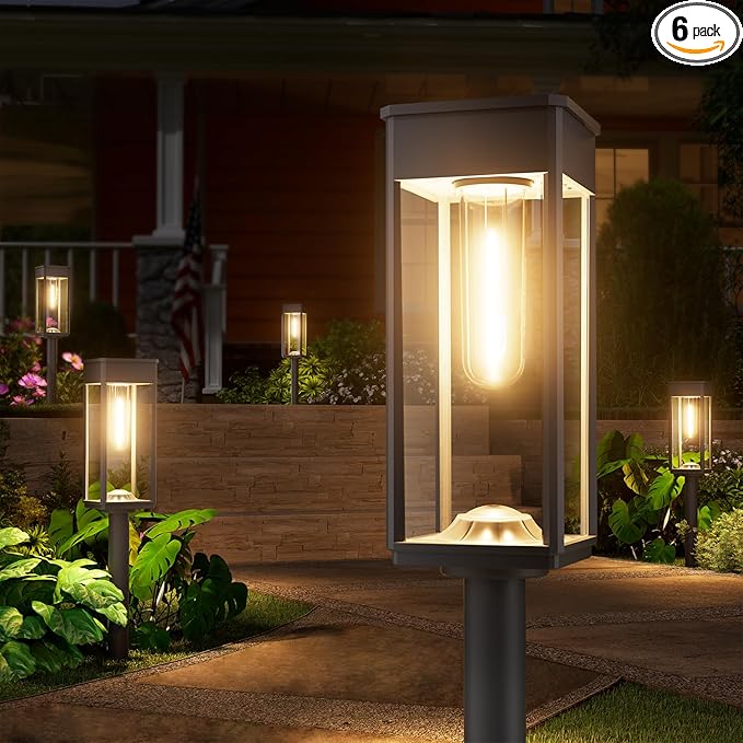 Bright Solar Pathway Lights Outdoor, 6 Pack IP65 Waterproof Solar Garden Lights for Outside Lighting, Yard Path Lawn Walkway Driveway Landscape (Warm White)