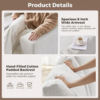 112" Modular Sectional Sofa, Large 7 Seater L Shaped Couch with Detachable Sofa Cover, Movable Ottoman, Deep Seat Corner Couch for Living Room, Apartment - Linen Fabric, Ivory