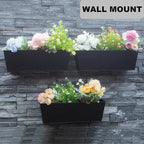 Wall Hanging Planters for Outdoor Plants 16 Inch Large Metal Fence Pots with Hooks for Outside Garden Balcony Plants 3PCS（Black）