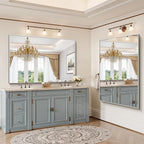 YIROMAN Bathroom Mirror 60"x40", Large Brushed Silver Bathroom Mirror for Over Sink with Aluminum Frame, Rectangular Vanity Mirror with Right Angle, Wall Mirror Hangs Horizontal or Vertical