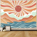 Lunerfex Boho Sun Tapestry Sunset Wall Tapestry, Mountain Tapestries for Bedroom 80s Tapestries Wall Hanging for Bedroom Living Room Decor Boho-2 60"x80"