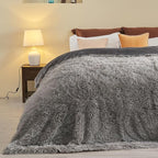 GONAAP Fuzzy Faux Fur Throw Blanket Queen Size Light Grey Super Soft Cozy Plush Fuzzy Shaggy Blanket for Couch Sofa Bed (Light Grey, Queen(90"x90"))