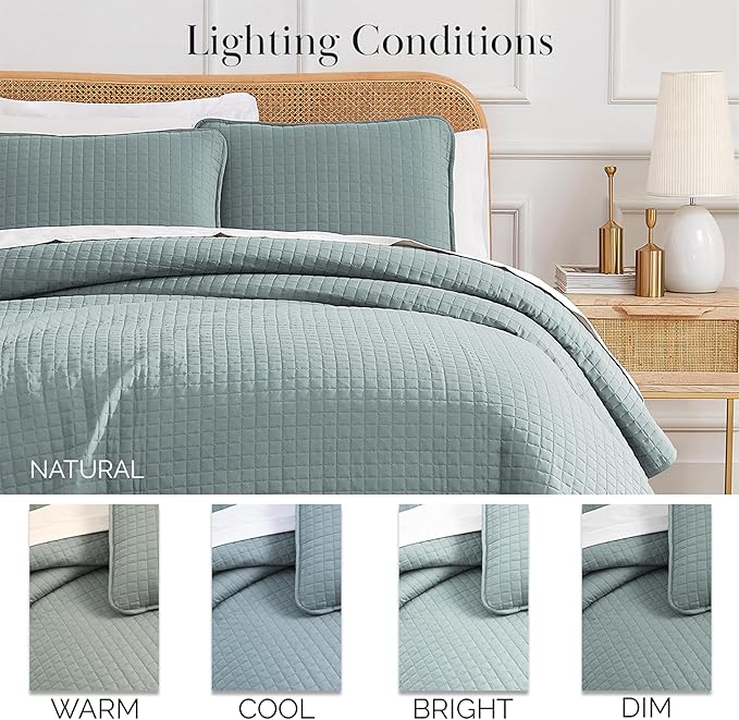 Southshore Fine Living, Inc. Oversized King Quilt Bedding Set, Soft Microfiber, Stain and Pet Hair Resistant Bedding, California/King Size Quilt Coverlet Bedspread Set with 2 Shams, Steel Blue (Teal)