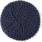 REDEARTH Cylindrical Pouf Ottoman -Hand Knitted Poof Pouffe Accent Chair Seat Footrest for Living Room, Bedroom, Nursery, kidsroom, Patio, Gym; 100% Cotton (16x16x16; Navy Blue)