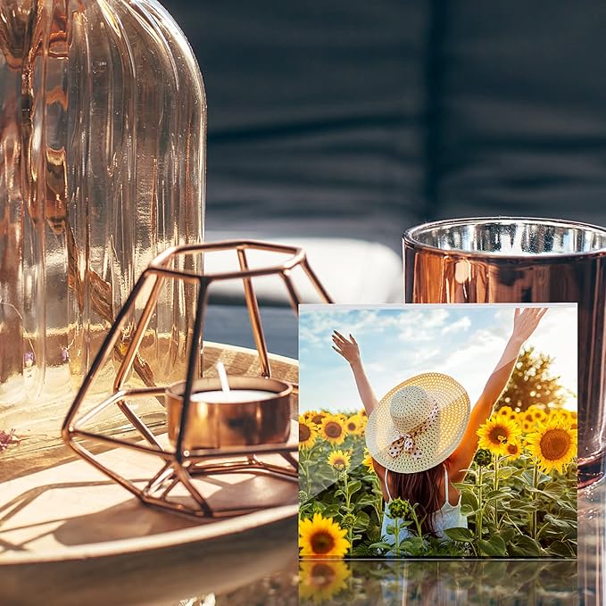 5 Pack 4 x 4 Inches Acrylic Picture Frame Desktop Frameless Photo Frame Double Sided Transparent Acrylic Frame Clear Horizontal Magnetic Frame for Desk Desktop Display Pictures Holder