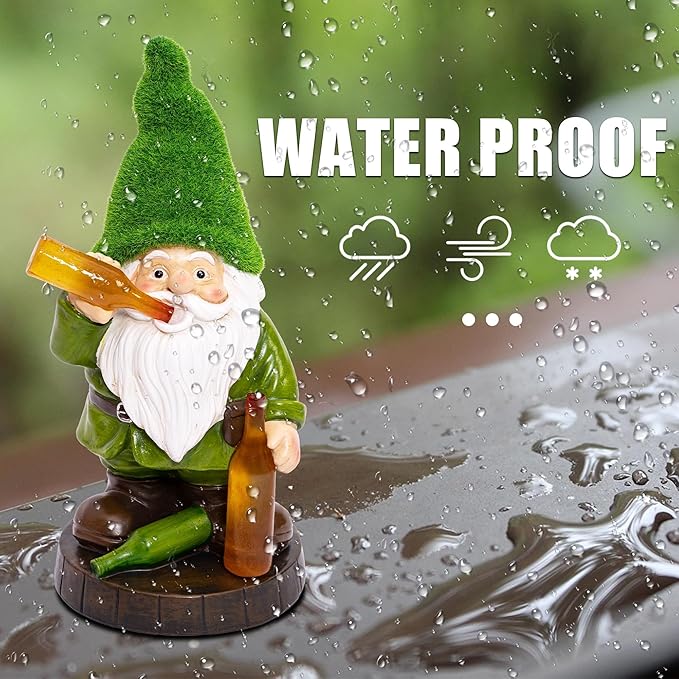 Topadorn Solar Gnome Garden Decor, Garden Gnome Sculptures with Solar LED Lights, 12'' Resin Outdoor Figurine for Yard Patio Decor Lawn Ornaments Porch Gifts