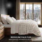 EVERGRACE Ultra Soft Luxury Fluffy Ridgeline Faux Rabbit Fur Throw Blanket, Thick Warm Bubble Throw for Bed, Cozy Plush Reversible Blankets for Couch, Chair, Sofa, Ivory White, 80x90 Inches, 870 GSM